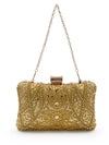 Gold Beaded Satin Evening Clutch