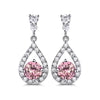 Silver Plated Pink Cubic Zirconia Drop Earrings