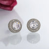Silver Round Cubic Zirconia Stud Earrings