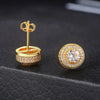 Gold Round Cubic Zirconia Stud Earrings