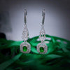 Emerald Cubic Zirconia Lotus Drop Earrings