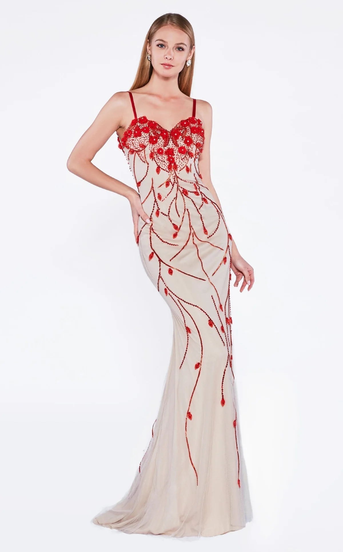 Cinderella Divine Embellished Rose Evening Gown