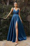 Cinderella Divine Teal Satin Evening Gown