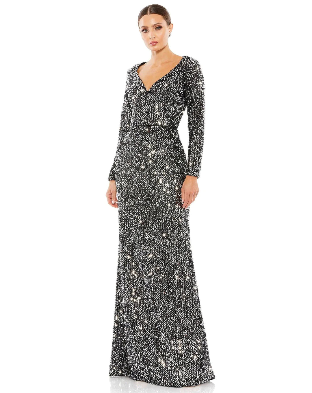 DD1241 Dylan & Davids Plus Size Formal Dress Fully Sequin Gown - Silver / L