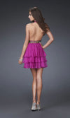 La Femme Fuchsia Ruffled Mini Dress