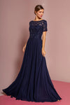 Elizabeth K Navy Blue Embellished Evening Gown