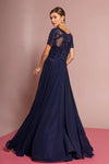 Elizabeth K Navy Blue Embellished Evening Gown