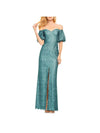 Aidan Mattox Green Column Evening Gown