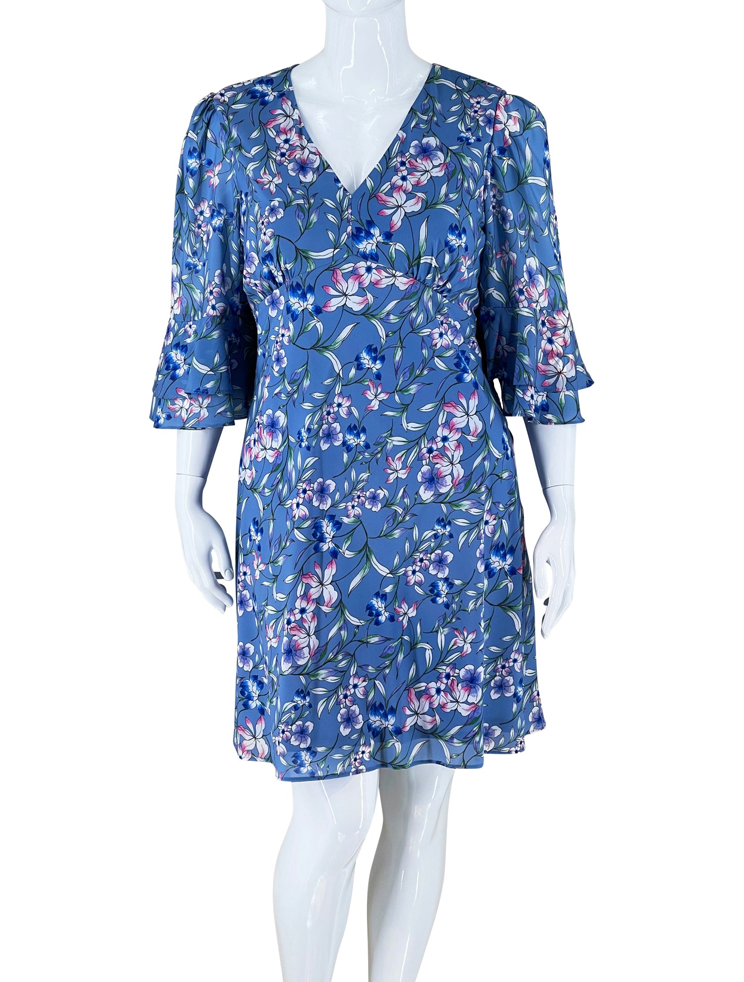 Adrianna Papell Blue Floral Printed Dress