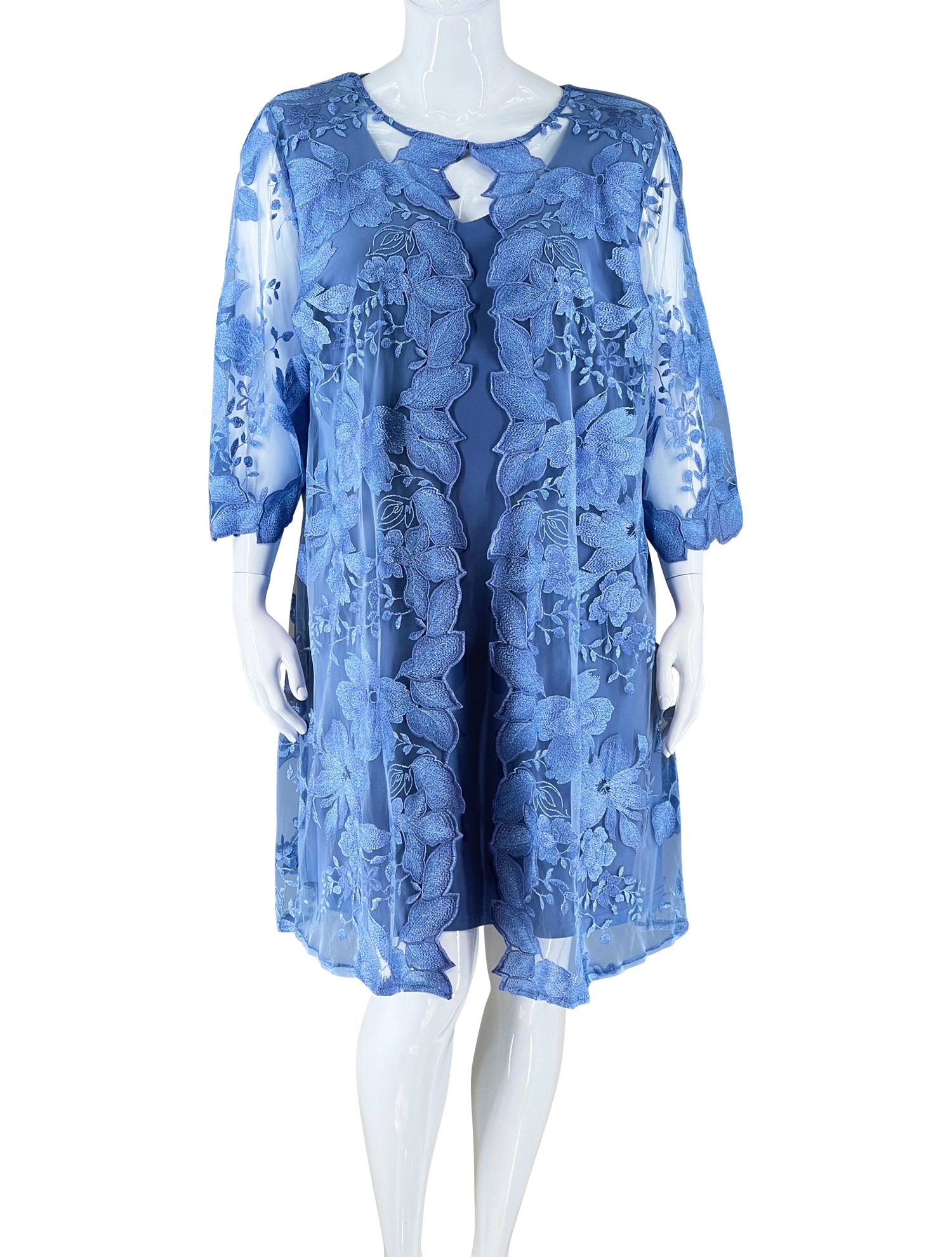 Alex Evening Pastel Blue Lace Dress