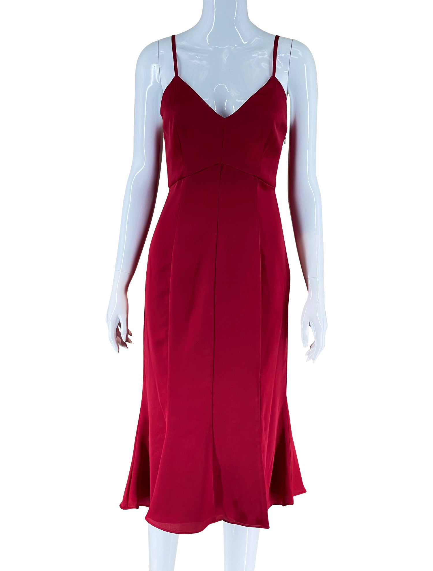Fame & Partners Red Satin Slip Dress