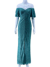 Aidan Mattox Green Column Evening Gown