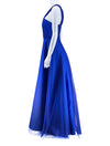 Carmen Marc Valvo Blue Evening Gown