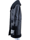 Elie Tahari Black Shearling  Faux Leather Coat