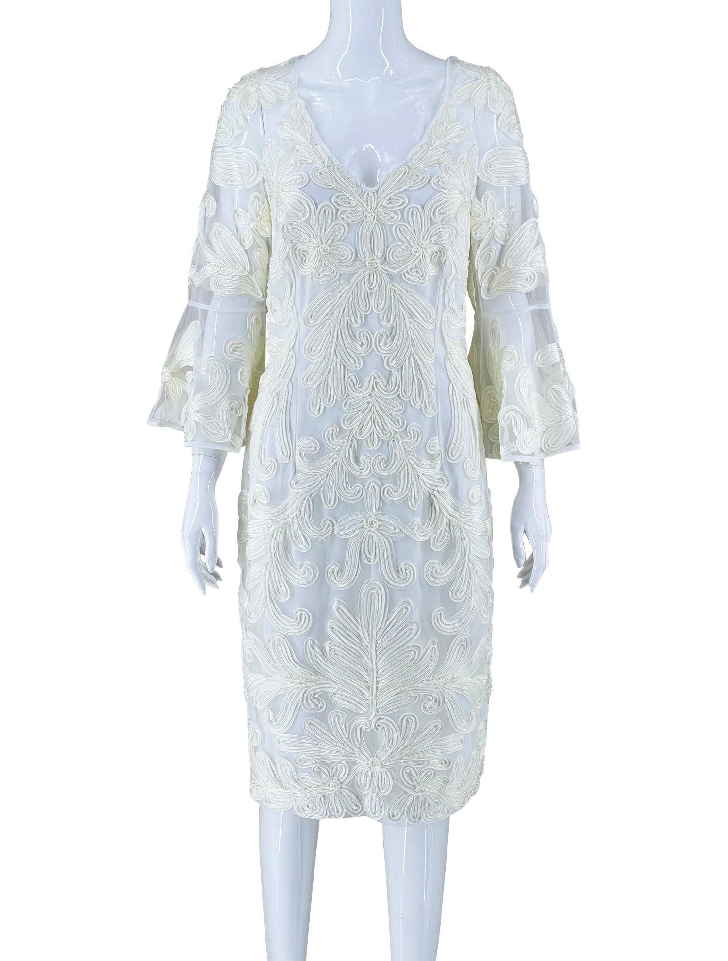 JS Collections Ivory Embroidered Cocktail Dress