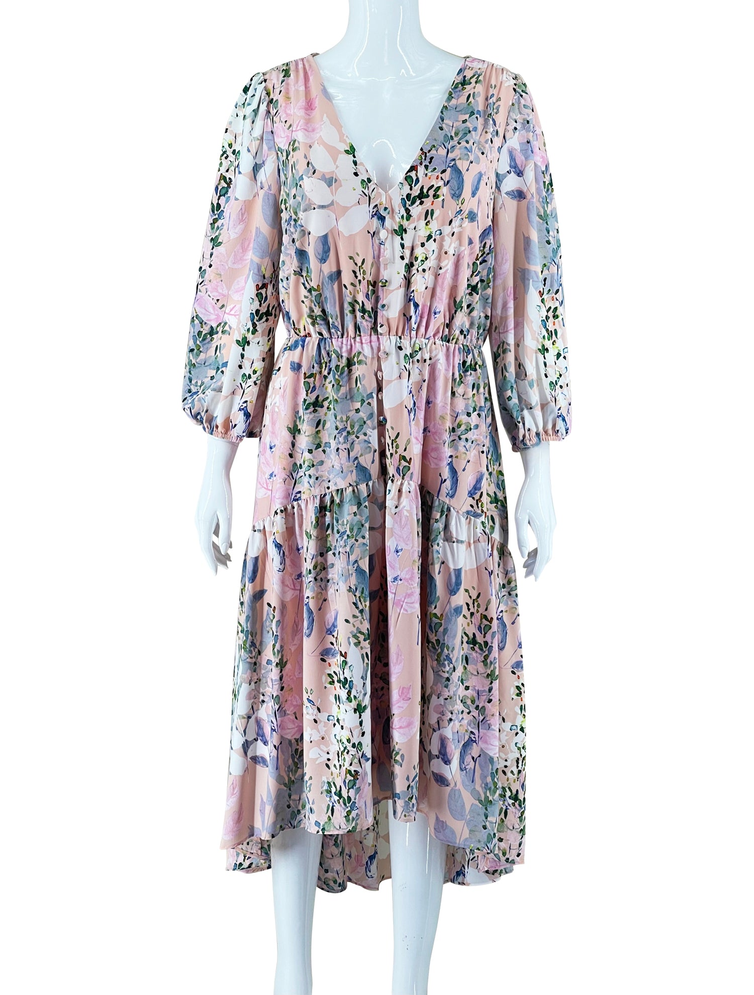 Adrianna Papell Floral High-Low Maxi Dress