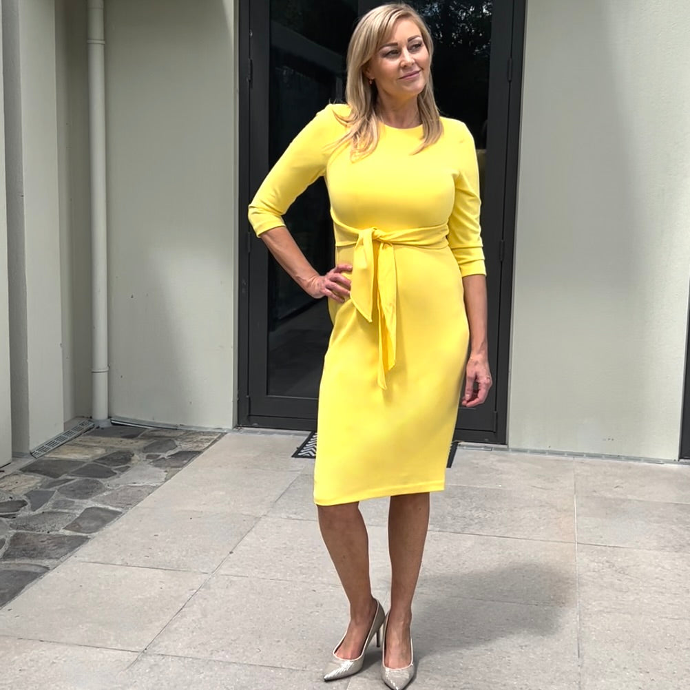 Adrianna Papell Yellow Tie Dress