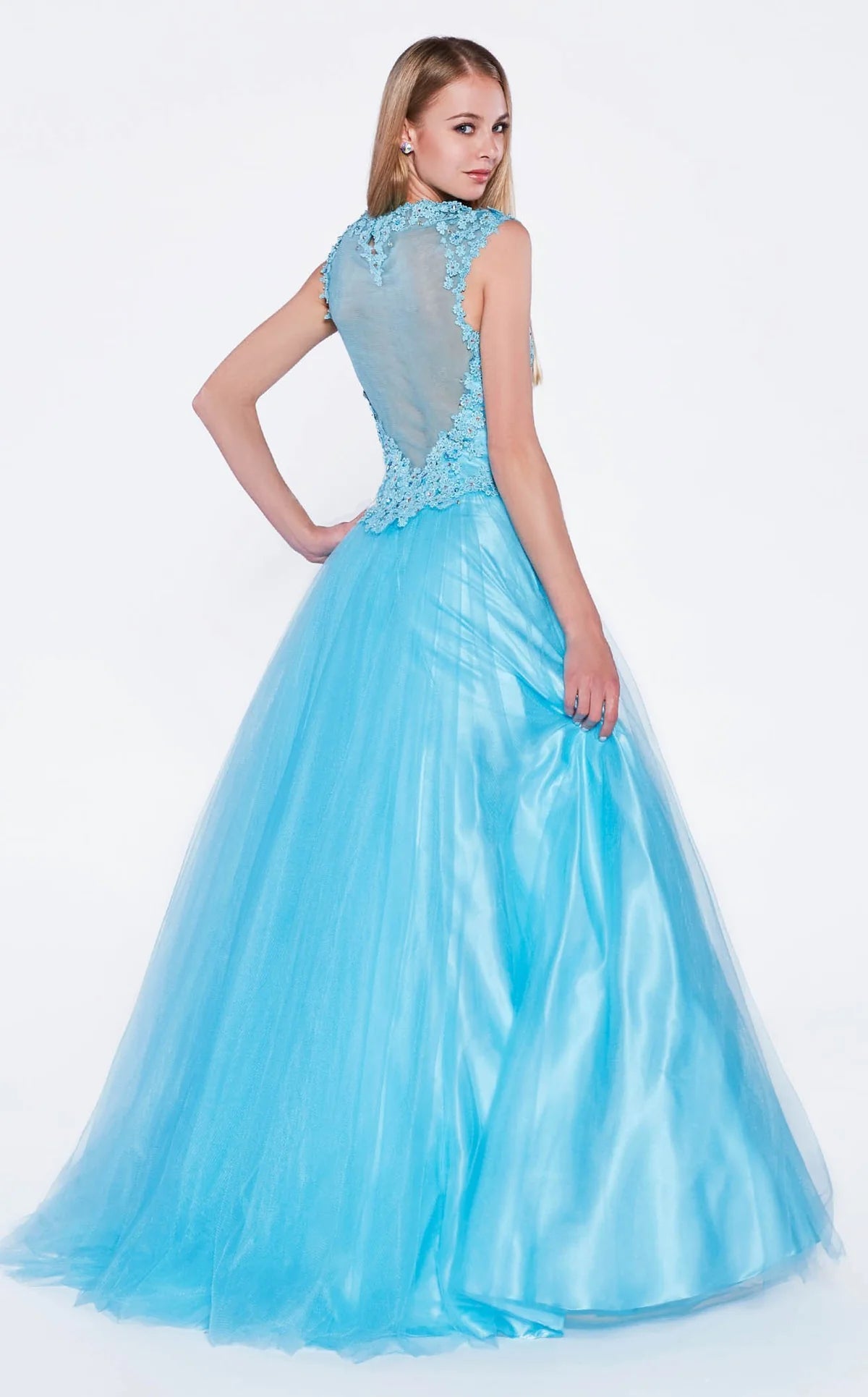 Cinderella Divine Turquoise Tulle Princess Evening Gown